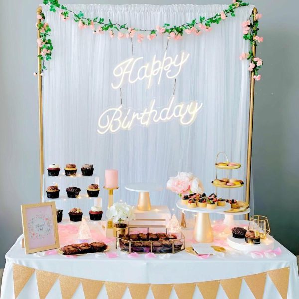 Decorative Lights |   32″ Happy Birthday Neon Light Sign, LED Reusable Wall Décor Lights With 5ft Hanging Chain Decorative Lights Decorative Lights