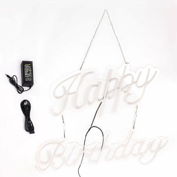 Decorative Lights |   32″ Happy Birthday Neon Light Sign, LED Reusable Wall Décor Lights With 5ft Hanging Chain Decorative Lights Decorative Lights