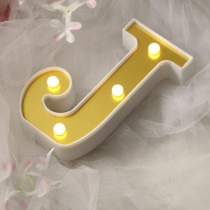 Decorative Lights |   6″ Gold 3D Marquee Letters – Warm White 4 LED Light Up Letters – J Decorative Lights Decorative Lights