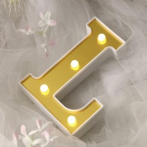 Decorative Lights |   6″ Gold 3D Marquee Letters – Warm White 4 LED Light Up Letters – L Decorative Lights Decorative Lights