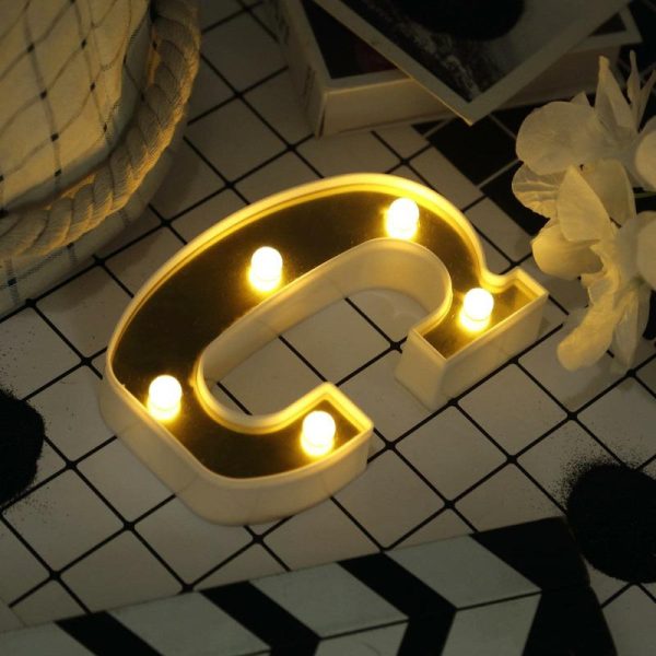 Decorative Lights |   6″ Gold 3D Marquee Letters – Warm White 5 LED Light Up Letters – C Decorative Lights Decorative Lights