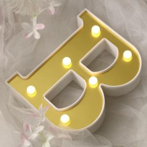 Decorative Lights |   6″ Gold 3D Marquee Letters – Warm White 6 LED Light Up Letters – B Decorative Lights Decorative Lights