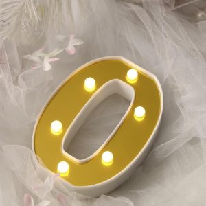 Decorative Lights |   6″ Gold 3D Marquee Numbers – Warm White 6 LED Light Up Numbers – 0 Decorative Lights Decorative Lights