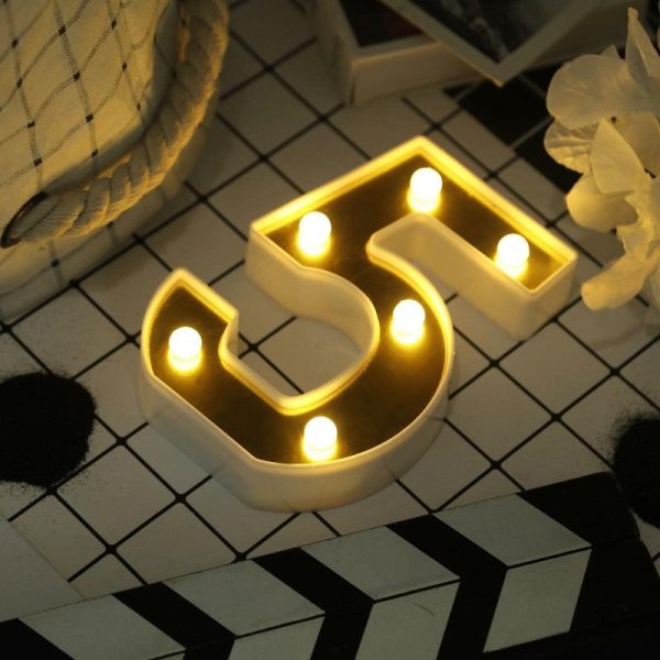 Decorative Lights |   6″ Gold 3D Marquee Numbers – Warm White 6 LED Light Up Numbers – 5 Decorative Lights Decorative Lights