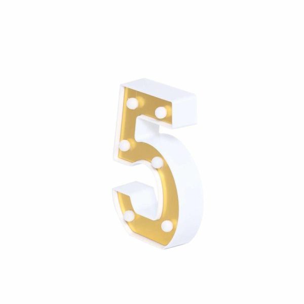 Decorative Lights |   6″ Gold 3D Marquee Numbers – Warm White 6 LED Light Up Numbers – 5 Decorative Lights Decorative Lights