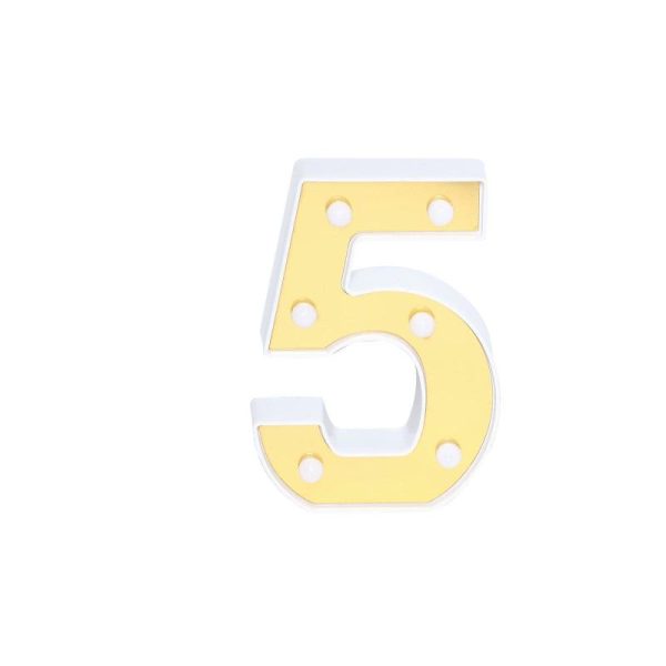 Decorative Lights |   6″ Gold 3D Marquee Numbers – Warm White 6 LED Light Up Numbers – 5 Decorative Lights Decorative Lights