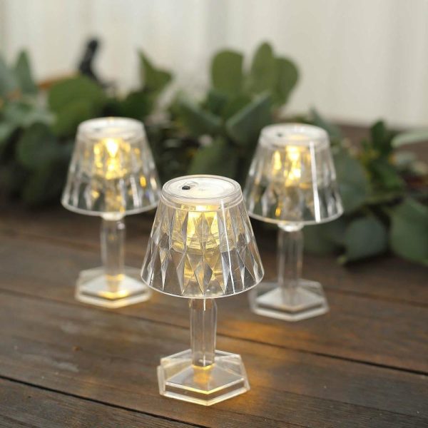 Decorative Lights |   6 Pack 4.5″ Warm White Crystal Mini Acrylic LED Accent Lamp Lights, Decorative Clear Desk Lamps Decorative Lights Decorative Lights