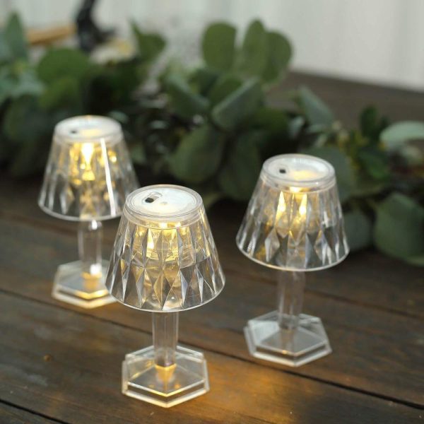 Decorative Lights |   6 Pack 4.5″ Warm White Crystal Mini Acrylic LED Accent Lamp Lights, Decorative Clear Desk Lamps Decorative Lights Decorative Lights