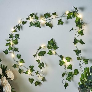 Decorative Lights |   7ft Warm White 20 LED Green Silk Ivy Garland Vine String Lights, Battery Operated Fairy Lights Decorative Lights Decorative Lights