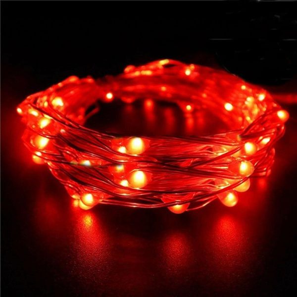 Decorative Lights |   90″ Red Starry Bright 20 LED String Lights, Battery Operated Micro Fairy Lights Decorative Lights Decorative Lights