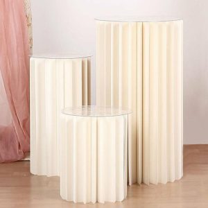 Display Racks & Pillars |   16″ Ivory Cylinder Display Column Stand, Pillar Pedestal Stand With Top Plate Display Racks & Pillars Display Racks & Pillars