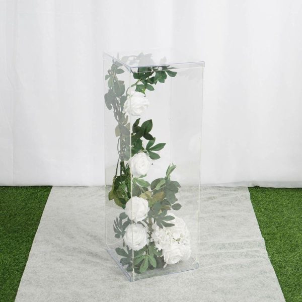 Display Racks & Pillars |   32″ Clear Acrylic Display Box, Transparent Pedestal Riser with Interchangeable Lid and Base Display Racks & Pillars Clear