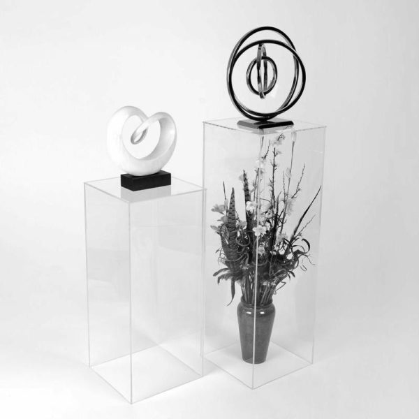 Display Racks & Pillars |   32″ Clear Acrylic Display Box, Transparent Pedestal Riser with Interchangeable Lid and Base Display Racks & Pillars Clear