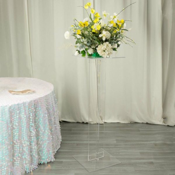 Display Racks & Pillars |   46″ Heavy Duty Acrylic Flower Pedestal Stand with Square Bases, Clear Plexiglass Wedding Aisle Display Stands – 10mm Thick Plate Display Racks & Pillars Display Racks & Pillars