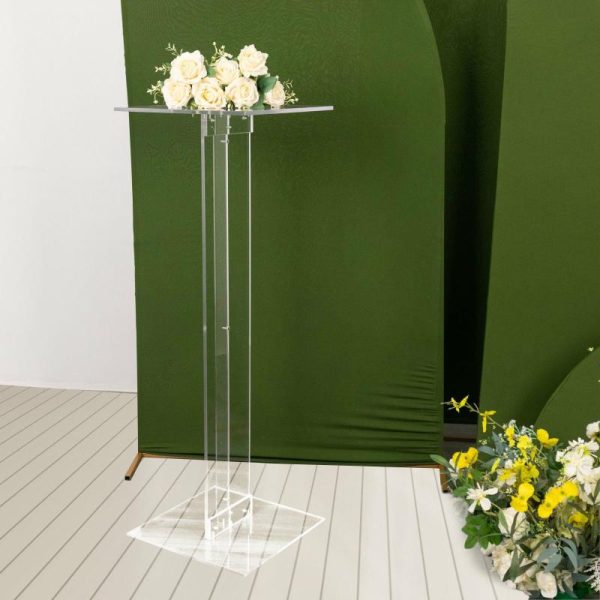 Display Racks & Pillars |   46″ Heavy Duty Acrylic Flower Pedestal Stand with Square Bases, Clear Plexiglass Wedding Aisle Display Stands – 10mm Thick Plate Display Racks & Pillars Display Racks & Pillars