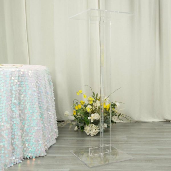 Display Racks & Pillars |   46″ Heavy Duty Acrylic Flower Pedestal Stand with Square Bases, Clear Plexiglass Wedding Aisle Display Stands – 10mm Thick Plate Display Racks & Pillars Display Racks & Pillars