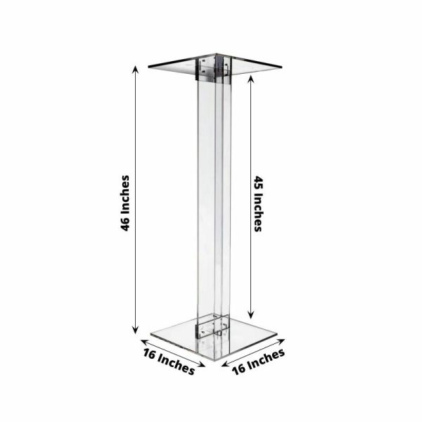 Display Racks & Pillars |   46″ Heavy Duty Acrylic Flower Pedestal Stand with Square Bases, Clear Plexiglass Wedding Aisle Display Stands – 10mm Thick Plate Display Racks & Pillars Display Racks & Pillars