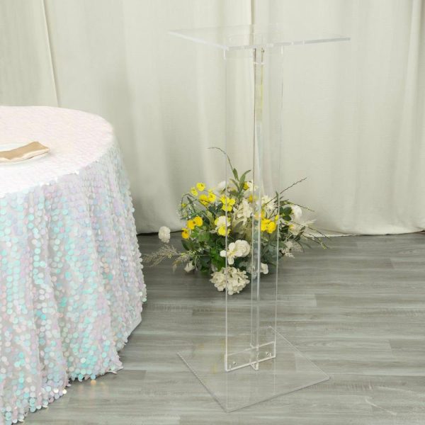 Display Racks & Pillars |   46″ Heavy Duty Acrylic Flower Pedestal Stand with Square Bases, Clear Plexiglass Wedding Aisle Display Stands – 10mm Thick Plate Display Racks & Pillars Display Racks & Pillars