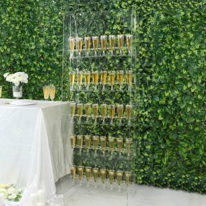 Display Racks & Pillars |   5ft Clear Acrylic 5-Tier 40 Champagne Glass Holder Wall Stand, Wine Glass Standing Rack Display Racks & Pillars Clear