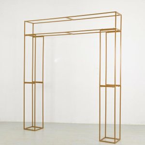 Display Racks & Pillars |   Heavy Duty Gold Metal 3D Rectangular Wedding Arch, 7.5ft Floral Balloon Frame Backdrop Stand Display Racks & Pillars Display Racks & Pillars