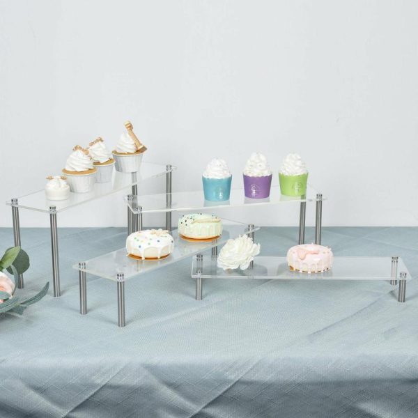 Display Racks & Pillars |   Set of 4 Clear Premium Acrylic Risers Dessert Display, Cupcake Holder Dessert Stand Display Racks & Pillars Clear