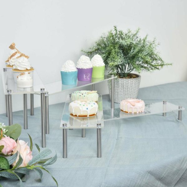 Display Racks & Pillars |   Set of 4 Clear Premium Acrylic Risers Dessert Display, Cupcake Holder Dessert Stand Display Racks & Pillars Clear