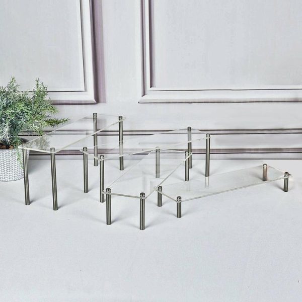 Display Racks & Pillars |   Set of 4 Clear Premium Acrylic Risers Dessert Display, Cupcake Holder Dessert Stand Display Racks & Pillars Clear