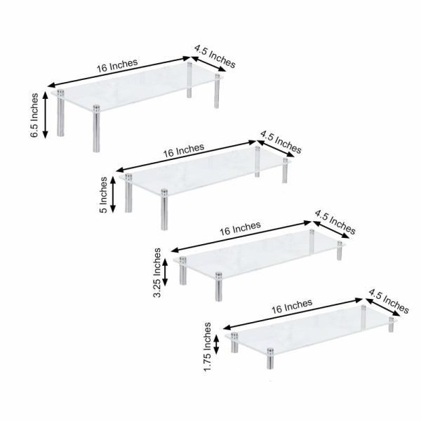 Display Racks & Pillars |   Set of 4 Clear Premium Acrylic Risers Dessert Display, Cupcake Holder Dessert Stand Display Racks & Pillars Clear