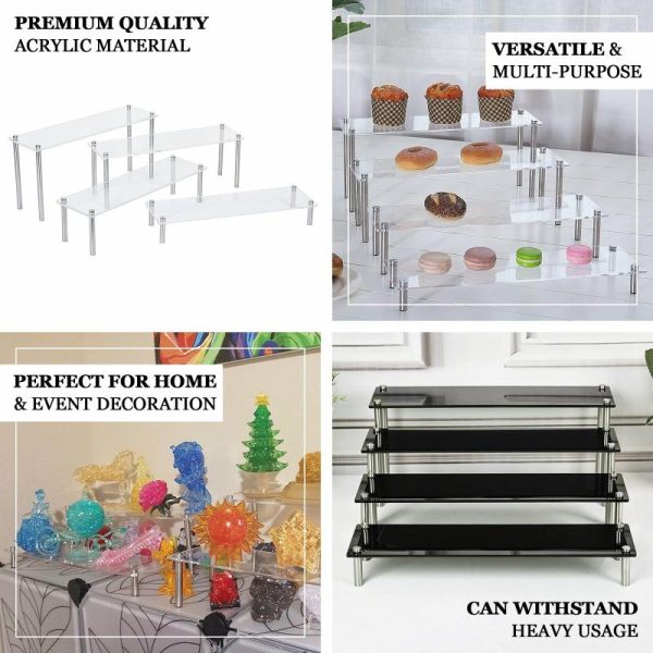 Display Racks & Pillars |   Set of 4 Clear Premium Acrylic Risers Dessert Display, Cupcake Holder Dessert Stand Display Racks & Pillars Clear