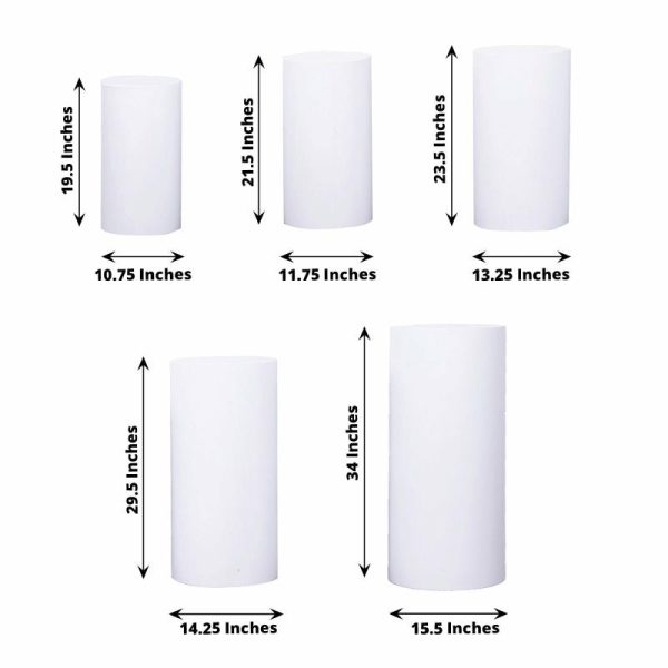 Display Racks & Pillars |   Set of 5 White Metal Cylinder Prop Pedestal Stands Backdrop Decor, Round Plinth Pillar Display Boxes Display Racks & Pillars Display Racks & Pillars