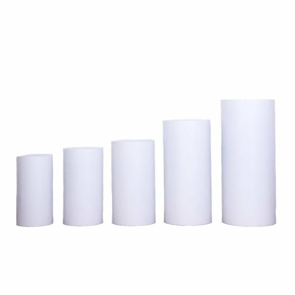 Display Racks & Pillars |   Set of 5 White Metal Cylinder Prop Pedestal Stands Backdrop Decor, Round Plinth Pillar Display Boxes Display Racks & Pillars Display Racks & Pillars