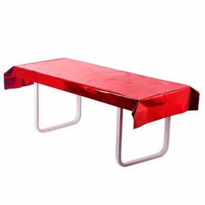 Disposable Table Cover |   40″x90″ Red Metallic Foil Rectangle Tablecloth, Disposable Table Cover Disposable Table Cover Disposable Table Cover