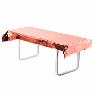 Disposable Table Cover |   40″x90″ Rose Gold Metallic Foil Rectangle Tablecloth, Disposable Table Cover Disposable Table Cover Disposable Table Cover