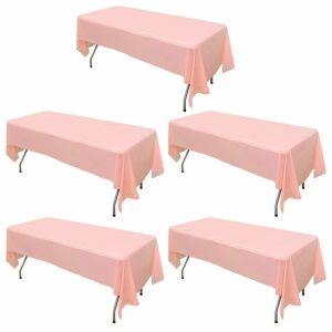 Disposable Table Cover |   5 Pack Blush Rectangle Plastic Table Covers, 54″x108″ PVC Waterproof Disposable Tablecloths Disposable Table Cover Blush