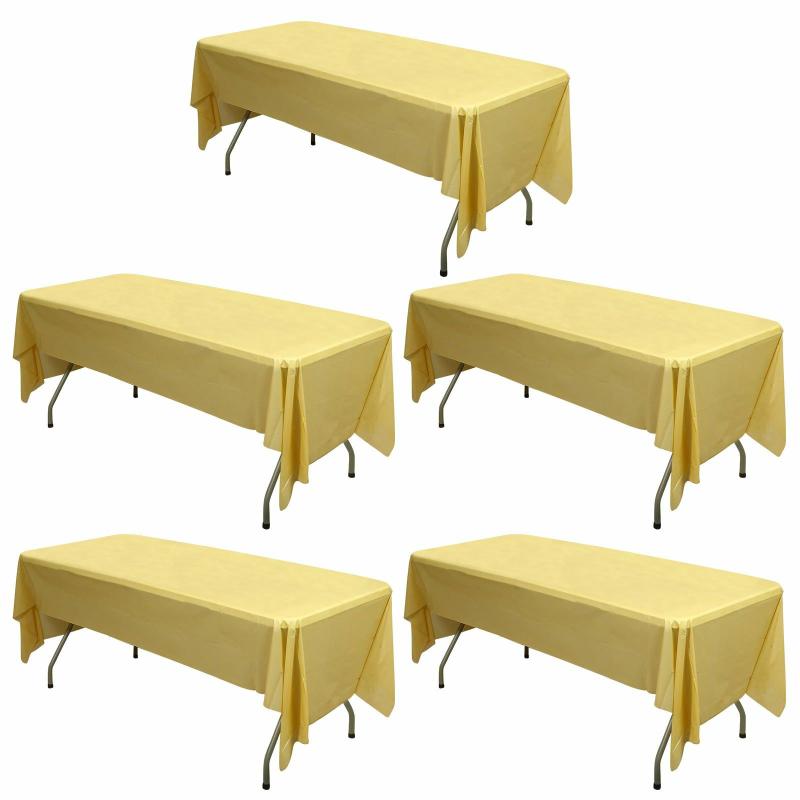 Disposable Table Cover |   5 Pack Gold Rectangle Plastic Table Covers, 54″x108″ PVC Waterproof Disposable Tablecloths Disposable Table Cover Disposable Table Cover