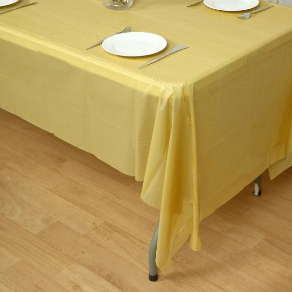 Disposable Table Cover |   5 Pack Gold Rectangle Plastic Table Covers, 54″x108″ PVC Waterproof Disposable Tablecloths Disposable Table Cover Disposable Table Cover