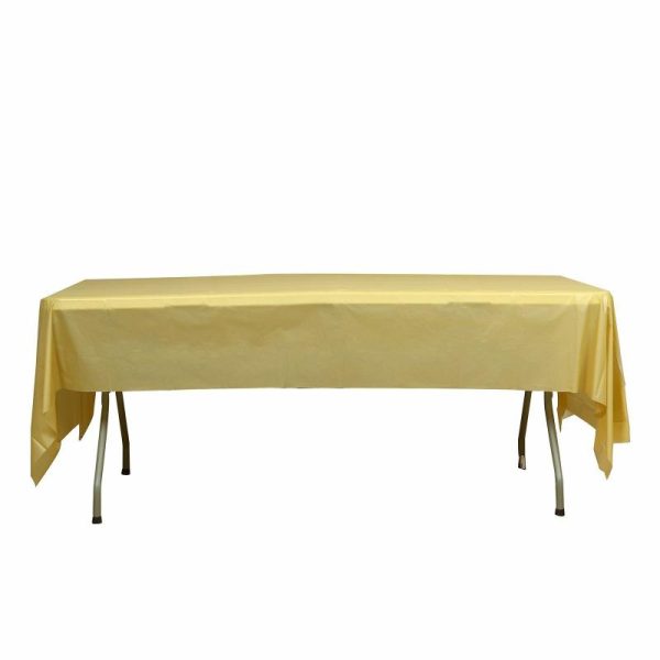 Disposable Table Cover |   5 Pack Gold Rectangle Plastic Table Covers, 54″x108″ PVC Waterproof Disposable Tablecloths Disposable Table Cover Disposable Table Cover