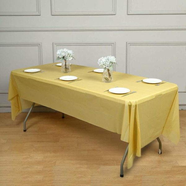 Disposable Table Cover |   5 Pack Gold Rectangle Plastic Table Covers, 54″x108″ PVC Waterproof Disposable Tablecloths Disposable Table Cover Disposable Table Cover