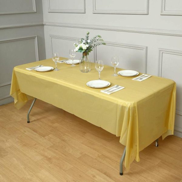 Disposable Table Cover |   5 Pack Gold Rectangle Plastic Table Covers, 54″x108″ PVC Waterproof Disposable Tablecloths Disposable Table Cover Disposable Table Cover