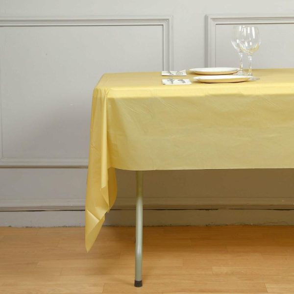 Disposable Table Cover |   5 Pack Gold Rectangle Plastic Table Covers, 54″x108″ PVC Waterproof Disposable Tablecloths Disposable Table Cover Disposable Table Cover