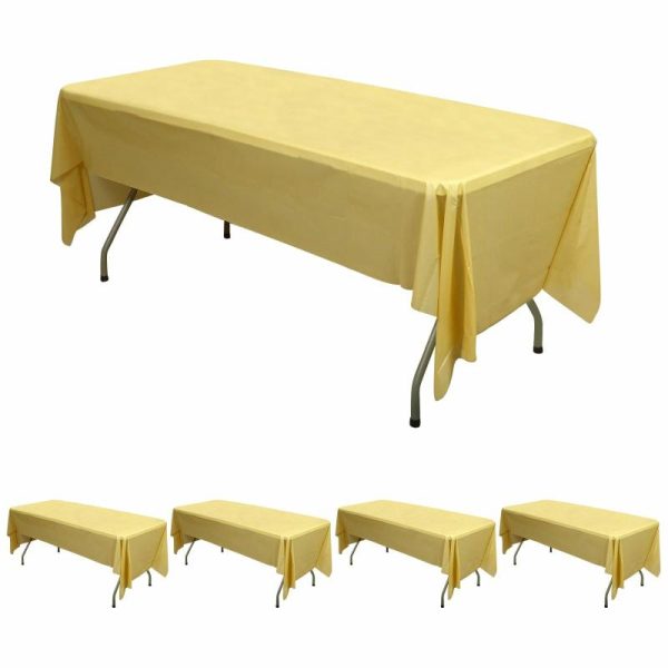 Disposable Table Cover |   5 Pack Gold Rectangle Plastic Table Covers, 54″x108″ PVC Waterproof Disposable Tablecloths Disposable Table Cover Disposable Table Cover