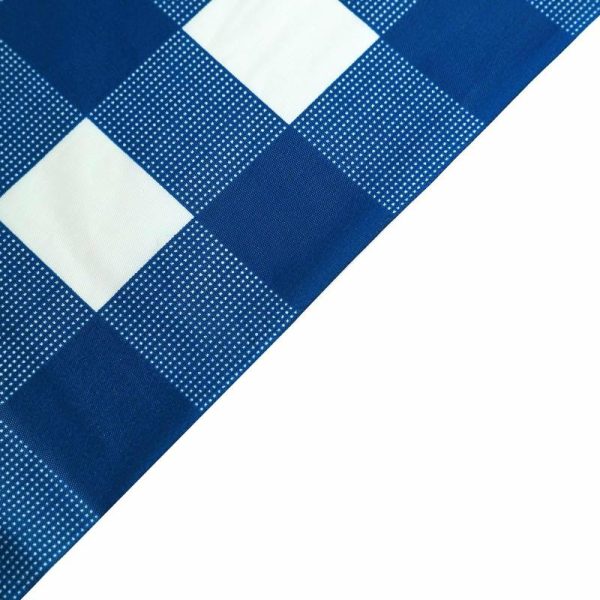 Disposable Table Cover |   5 Pack Navy Blue Checkered Rectangle Plastic Table Covers, 54″x108″ PVC Waterproof Disposable Tablecloths Disposable Table Cover Disposable Table Cover