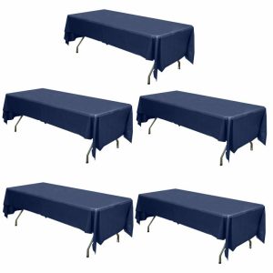 Disposable Table Cover |   5 Pack Navy Blue Rectangle Plastic Table Covers, 54″x108″ PVC Waterproof Disposable Tablecloths Disposable Table Cover Disposable Table Cover