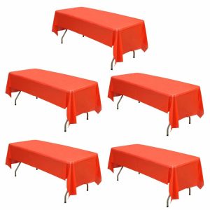 Disposable Table Cover |   5 Pack Red Rectangle Plastic Table Covers, 54″x108″ PVC Waterproof Disposable Tablecloths Disposable Table Cover Disposable Table Cover