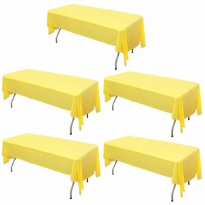 Disposable Table Cover |   5 Pack Yellow Rectangle Plastic Table Covers, 54″x108″ PVC Waterproof Disposable Tablecloths Disposable Table Cover Disposable Table Cover