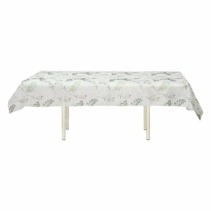 Disposable Table Cover |   60″x102″ White Green Non-Woven Rectangular Table Cover With Olive Leaves Print, Spring Summer Dining Tablecloth Disposable Table Cover Disposable Table Cover