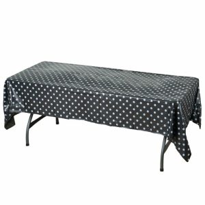 Disposable Table Cover |   Black White Polka Dot Rectangle Plastic Table Cover, 54″x108″ PVC Waterproof Disposable Tablecloth Party Balloons & Supplies Disposable Table Cover