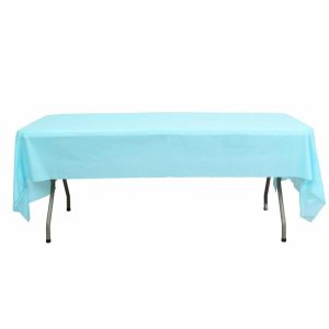 Disposable Table Cover |   Serenity Blue Rectangle Plastic Table Cover, 54″x108″ PVC Waterproof Disposable Tablecloth Disposable Table Cover Disposable Table Cover