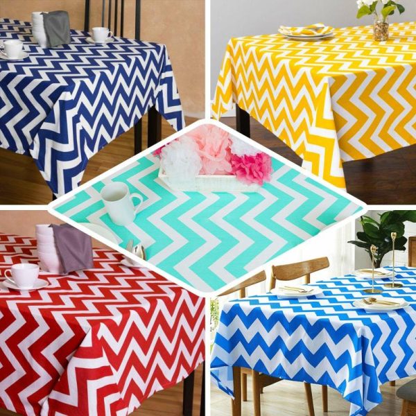 Disposable Table Cover |   Yellow Chevron Rectangle Plastic Table Cover, 54″x72″ PVC Waterproof Disposable Tablecloth Disposable Table Cover Disposable Table Cover