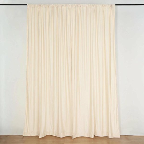 Event Fabrics |   2 Pack Beige Scuba Polyester Event Curtain Drapes, Inherently Flame Resistant Backdrop Event Panels Wrinkle Free with Rod Pockets – 10ftx10ft Event Fabrics Beige